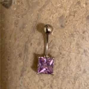 1/3” SURGICAL STEEL WITH BEVEL CUT & SQUARE LAVENDER RHINESTONE